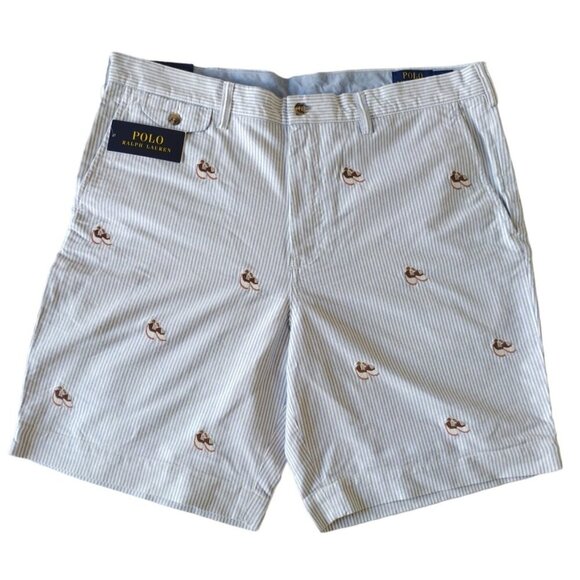 POLO RALPH LAUREN, Cotton shorts, with white and blue stripes, for men, size 36. - Picture 5 of 12